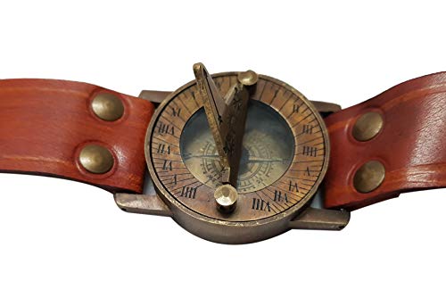 Brújula de Pulsera Estilo Steampunk en Latón con Correa de Cuero miniatura 4