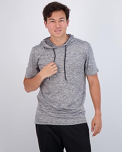 Real Essentials 3 Pack: Men's Dry Fit Short Sleeve Active Athletic Hoodie Pullover Sweatshirt (Available in Big & Tall)2