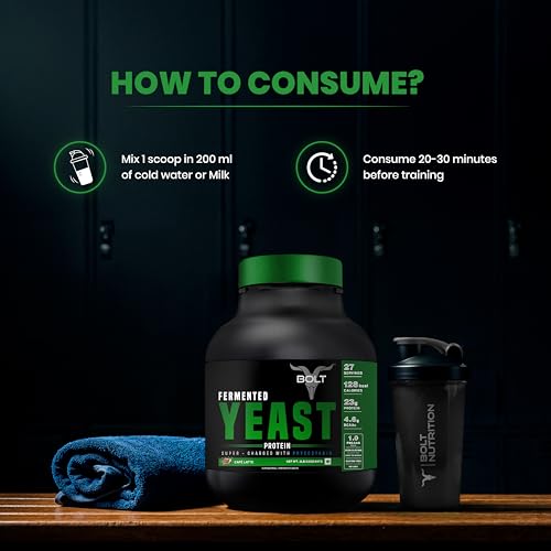 Image of Bolt Fermented Yeast Protein 2 LB | 23g Protein |Cafe Latte | Fast Absorption Vegan Protein Powder | Gut Friendly | Muscle Recovery | PDCAAS of 1