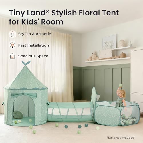 Image of Tiny Land 3-in-1 Kids Play Tunnel with Ball Pit & Tent, Pop-Up Indoor Toy | Foldable Crawl Tunnel Set With Breathable Mesh, Easy Pop-Up Design For Indoor & Outdoor Play, Great Gift For Toddlers Ages 2+