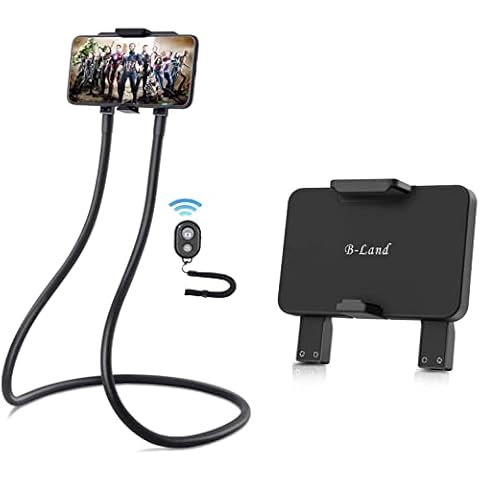 B-Land Upgrade Phone Holder for Bed, Neck Phone Holder Gooseneck Cell Phone Holders, Universal Mobile Phone Stand with Remote for Taking Videos & Group Photos Cover