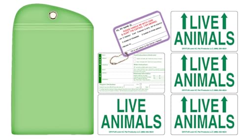 DryFur Live Animal Label Set of 5 Stickers w/Pet Passport Pouch Green