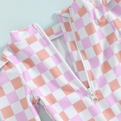 Engofs Toddler Baby Girl One Piece Swimsuit Long Sleeve Rash Guard Swimwear Summer Bathing Suit4