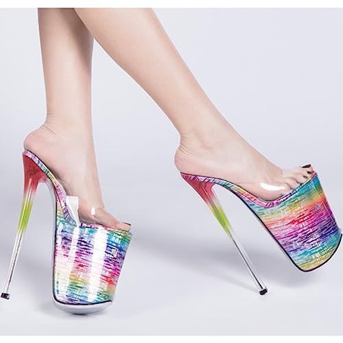 POOSR 22CM High Heels, Woman Shallow Slipper, Wedding Party Nightclub Dancing Shoes, Open Toe High Heeled Sandals4