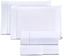 Jogo de Cama Casal Padrão Percal 400 Fios Ponto Palito 04 Peças, Antiácaro, Não faz bolinha Toque Extra Macio – Branco