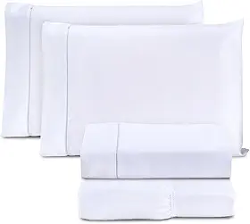 Jogo de Cama Casal Padrão Percal 400 Fios Ponto Palito 04 Peças, Antiácaro, Não faz bolinha Toque Extra Macio – Branco