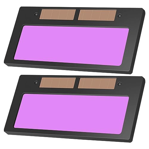 Lot de 2 verres de soudage à obscurcissement automatique, 109 x 52 mm, à énergie solaire, verres de rechange pour casque de soudage, lunettes de rechange pour masque de soudage