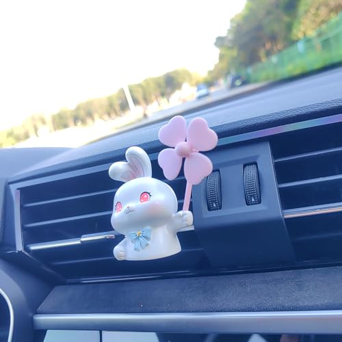 Image of Cute Car Air Freshener Vent Clips, 3D Animal with Mini Fan Diffuser Vent Clip, Air Conditioning Decoration Car Accessories for Women and Men