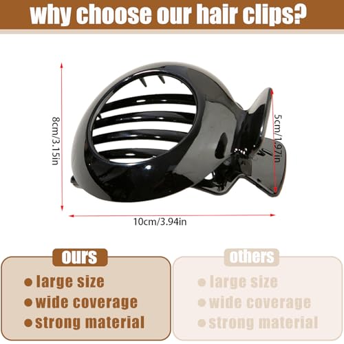 4 Piezas Pinzas Planas Grandes para Cabello, Clips Fuertes de Pata de Pato con Diseño Leopardo Negro para Mujeres miniatura 3