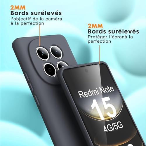 Image of DIZORO Compatible with Mi Redmi Note 15 5G Back Cover with Upgraded Square Edges for Camera Protection Shockproof Flexible Matte Liquid Silicone Mobile Phone Case (Space Grey)