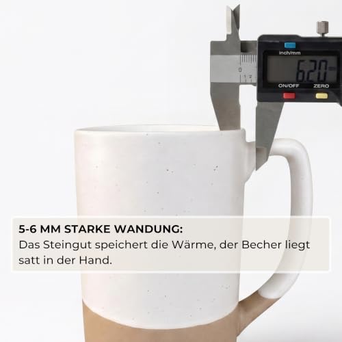 Große Tasse 500 ml, Kaffeetasse, Steingut, Bürotasse Latte Macchiato – Bild 5