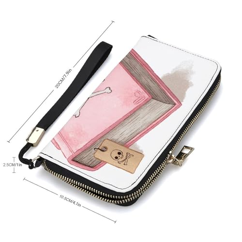 Pastel Pink Spell Book PU Leather Clutch Long Bifold Wallet, Coin Purse Credit Pass Case, Durable Card-Holder Money Storage for Women Men2