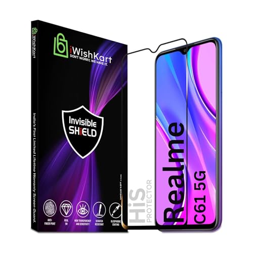 Image of compatible with HiS Realme C51 5G Tempered Glass [with warranty] screen protector guard Full Edge to Edge 9H Full Glue FHD with Easy Installation kit - Pack of 1