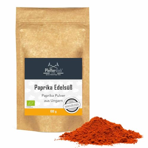 Paprika edelsüß BIO gemahlen Paprikapulver ungarisch Premium BIO-Qualität handverlesene Früchte ohne Trennwände und Kerne 100g - Pfefferdieb
