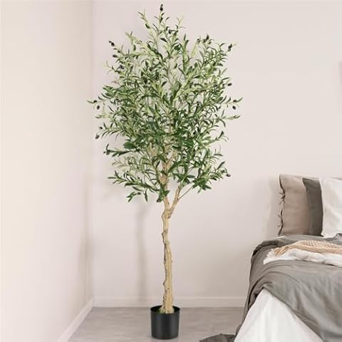 TANGZON 6FT Artificial Olive Tree with Cement Base Cover