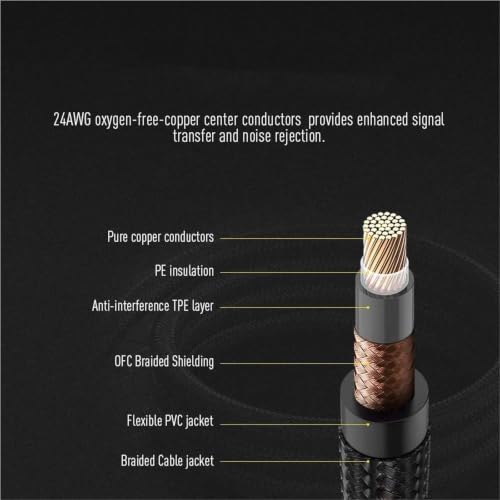 Cable de guitarra 1/4 trenzado recto a ángulo para audio de instrumentos 3