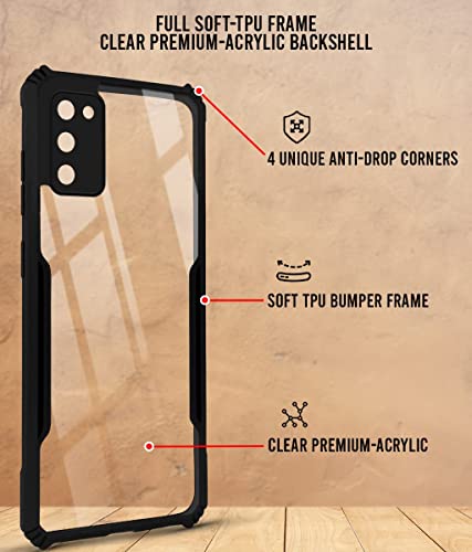 Image of Jkobi Back Cover Case for Samsung Galaxy M02s (Crystal Glass Back | Camera Protection | Shockproof | Professional Black)