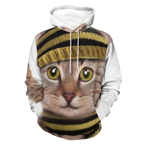 Sweatshirt pull pour homme femme UMENG sweat à capuche chat taille S