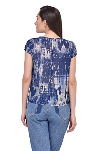 Image of mayra Women's Georgette Blue Color Short Sleeve Top