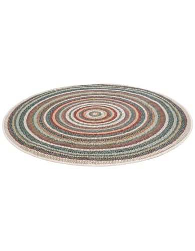 Tapete redondo 4' colección Baja Rugs.com multicolor miniatura 5