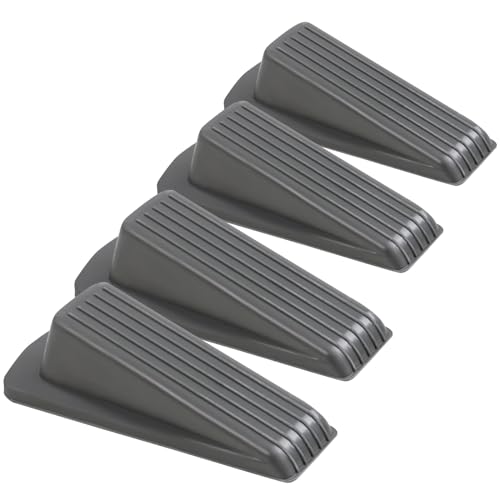 Image of 4 Pack Door Stoppers for Bottom of Door, Gray 4.8x2.2x1.3in Door Stops, Rubber Door Stopper Wedge, Sturdy Stackable Door Stops for Floor