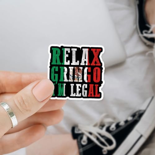 Image of 3Pcs Relax Gringo Im Legal Sticker, Relax Gringo I'm Legal Sticker for Car, Relax Gringo Calcomanias De Mexico Funny Immigrant Calcomanias Mexico Mexican Cactus Stickers for Truck Car Helmet (N7)