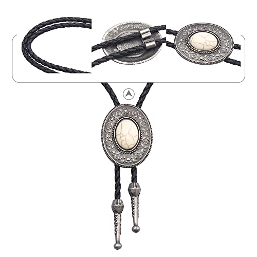 Image of Jeilwiy Bolo Tie for Men Western Cowboy Tie Necklace Gold Bolo Tie Leather Necktie Halloween Tie Accessories for Women