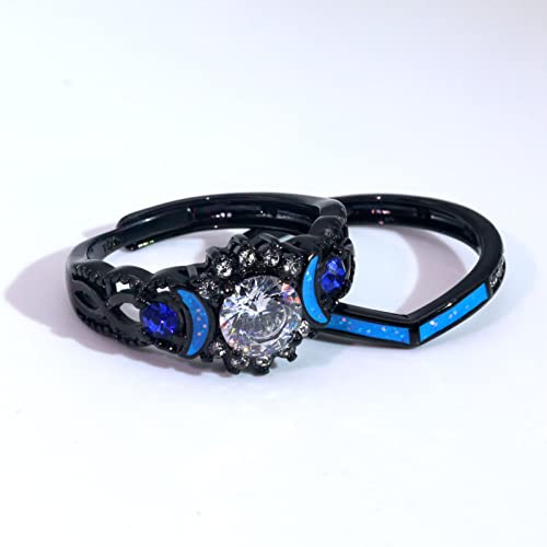 Moon Ring 1CT CZ Black Gold Plated Wedding Ring Sets for Women Engagement Ring4