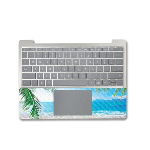 Image of MightySkins Carbon Fiber Skin Compatible with Microsoft Surface Laptop Go 3 (2023) Full Wrap Kit - Pristine Beach | Protective Durable Textured Carbon Fiber Finish | Made in The USA