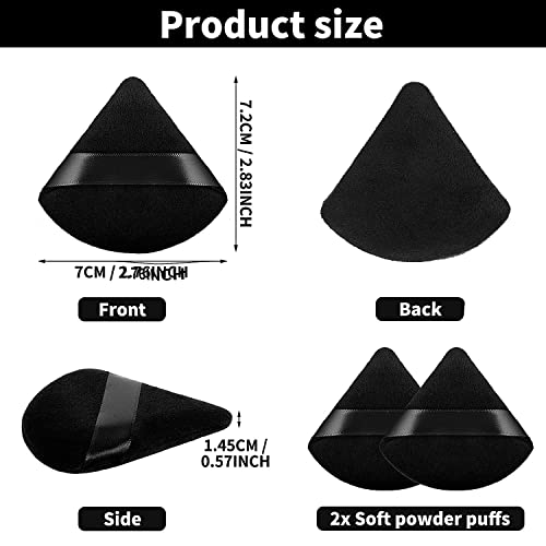 Faigy 2 Pieces Triangle Powder Puffs Face Cosmetic Powder Puff Washable Reusable Soft Plush