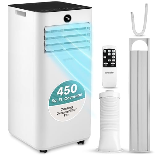 Image of SereneLife Portable Air Conditioner 10,000 BTU | 3-in-1 Cooling, Fan and Dehumidifier | 24-H Timer with up to 450 sq ft Coverage | AC Unit for Bedroom, Home & Office | Includes Window Kit & Remote