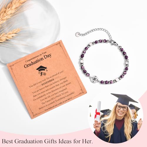 Image of Graduation Gifts for Her Girls Women Class of 2026 High School /Kindergarten /Preschool / 5th 6th 8th Grade /College /Master Degree /Middle School Graduation Gifts Compass Bracelet Jewelry for Her