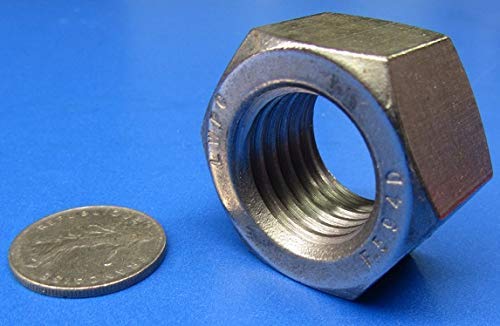 18-8 Stainless Steel Hex Nut 1 1/8"-7 Thread x 1-11/16" W x 31/32" H 3 Pcs