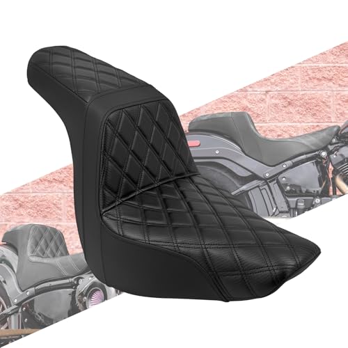 HCmotorku Motorcycles Two-Up Seat Front Rear Driver Passenger Cushion Seat Fit for Harley Low Rider FXLR FXLRS Sport Glide FLSB 2018-Up (Black Stitching) by HCmotorku - Used condition - US$97.95