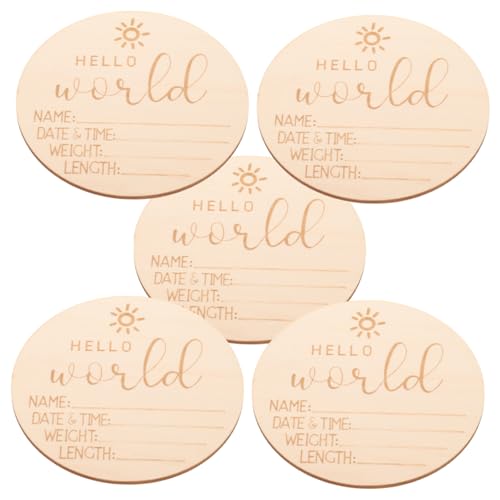 HEMOTON Wooden Baby Sign Set Baby Birth Announcement Prop Newborn Sign for Photography Accessory