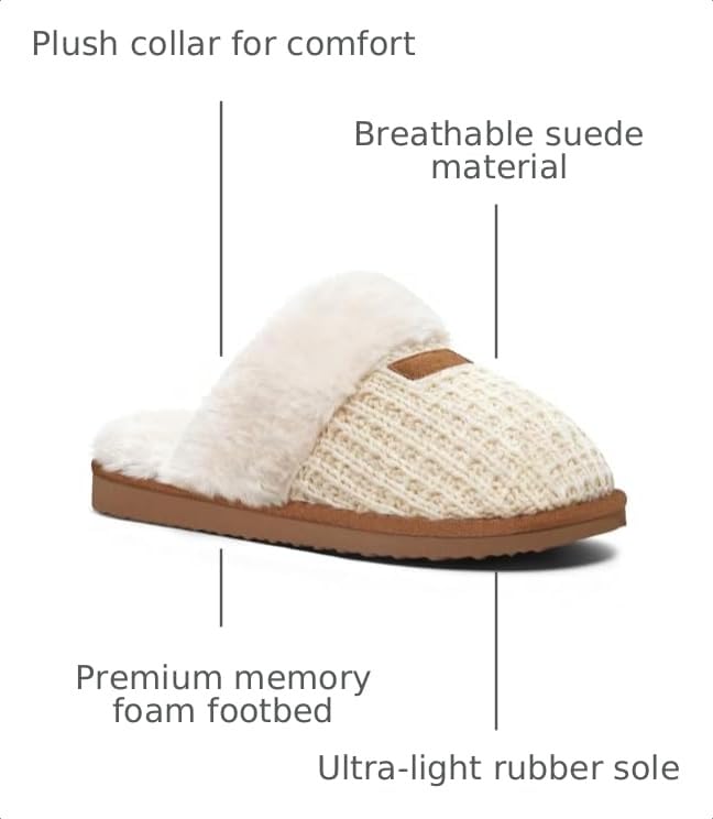 Image of Litfun Women's Fuzzy Memory Foam Slippers Fluffy Winter House Shoes Indoor and Outdoor