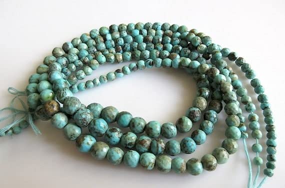 Perles Turquoise Sleeping Beauty Arizona rondes facettées 5mm 8mm pour création bijoux DIY