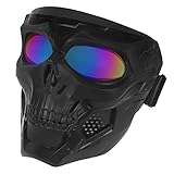 LIJSOTO Tactical Mask, Airsoft Mask Full Face with HD Goggle Skull Skeleton Paintball Mask for Halloween Cosplay Paintball Game Props Party and Other Outdoor Activities