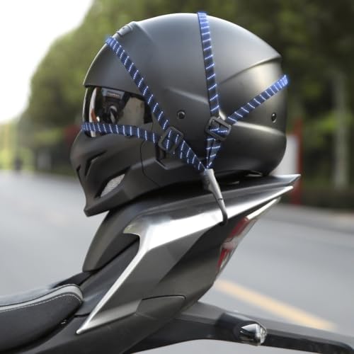 Image of Hodaqe 2Pcs Nylon Bungee Cord with Hooks for Motorcycle Helmet Black