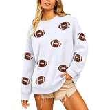 Football Sweatshirts for Women Sparkle Rugby Sequin Oversized Pullover Tops