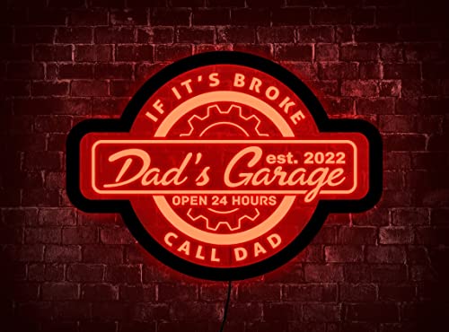 Letrero LED personalizado para decoración de garaje, letrero de neón personalizado para padre