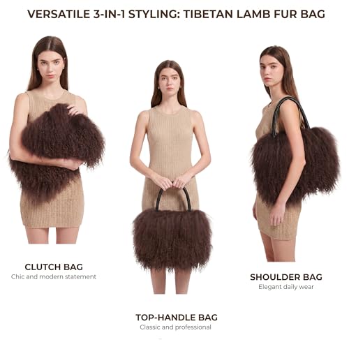 Image of Women Luxury Real Curly Mongolian Lamb Fur Purse