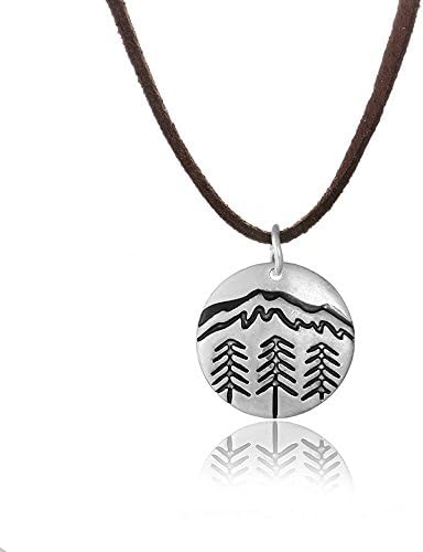 MUZHE Mountain Necklace for Women Snowy Mountain Necklace Hiking Mountain Peak Necklace for Nature Outdoor Lovers, Skiers, Hikers(Leather Rope)