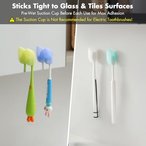 Muslish 4 Pack Silicone Toothbrush Covers with Suction Cup, Travel Tooth Brush Cover Cap Case, Fits Most Electric and Manual Toothbrushes, for Travel or Home (Mint) - Thumbnail 4