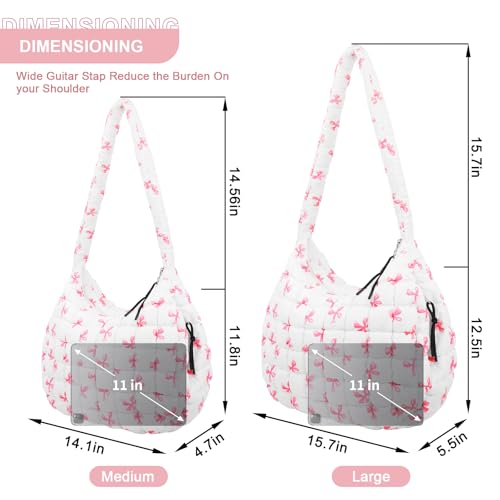 Image of Quilted Puffer Tote Bag Purse Puffy Crossbody Shoulder Bag,Lightweight Nylon Hobo Bag Puffer Carryall Bag for Women Girl