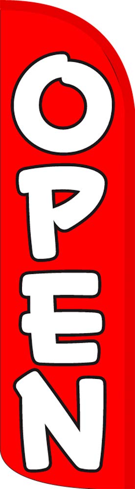 Vista Products OPEN (Red/White) Windless Polyknit Feather Flag (3 x 11.5 feet)