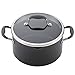 Anolon Advanced Hard-Anodized Nonstick Covered Stockpot with Locking Straining Lid, 6-Quart, Gray