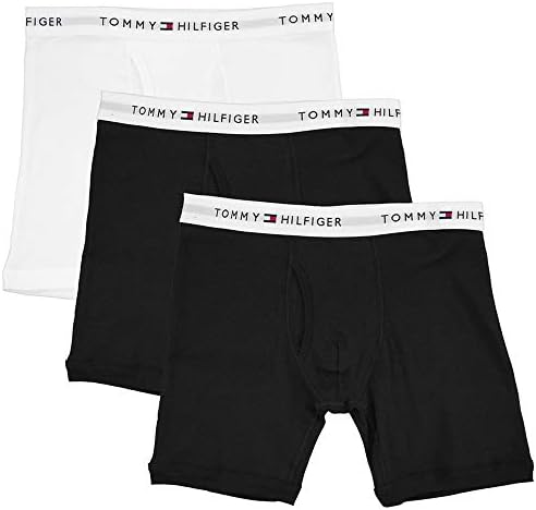 Tommy Hilfiger Men's Underwear 3 Pack Cotton Classics Boxer Briefs, Ebony, Large