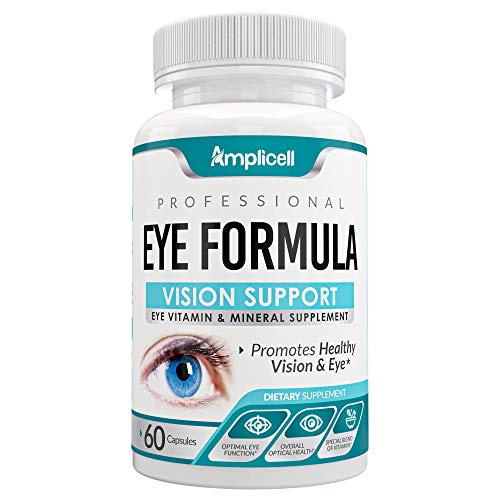 Eye Formula Vision Support - 60 Eye Vitamin Capsules - Daily Eye Vitamins with Lutein & Zeaxanthin - All-in-One Eye Health Supplement w/ Vitamin A, Vitamin E, Zinc, Calcium & More for Optimum Eye Care