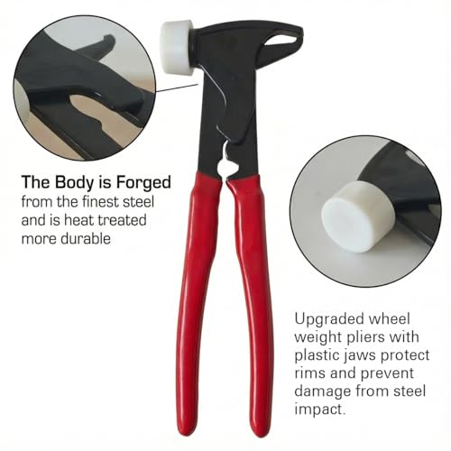 Image of CKAuto Wheel Balancing Weight Plier Hammer Tool with Plastic Jaws for Wheel Weights Clip On(Upgraded Version)